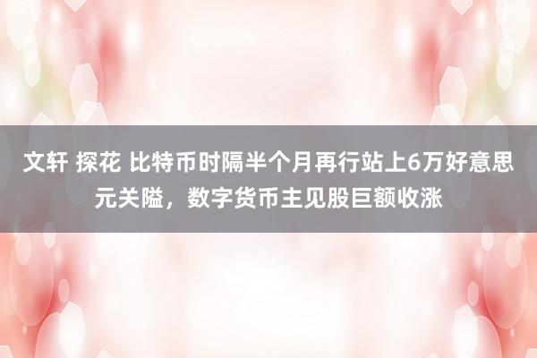 文轩 探花 比特币时隔半个月再行站上6万好意思元关隘，数字货币主见股巨额收涨