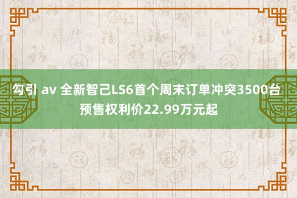 勾引 av 全新智己LS6首个周末订单冲突3500台 预售权利价22.99万元起