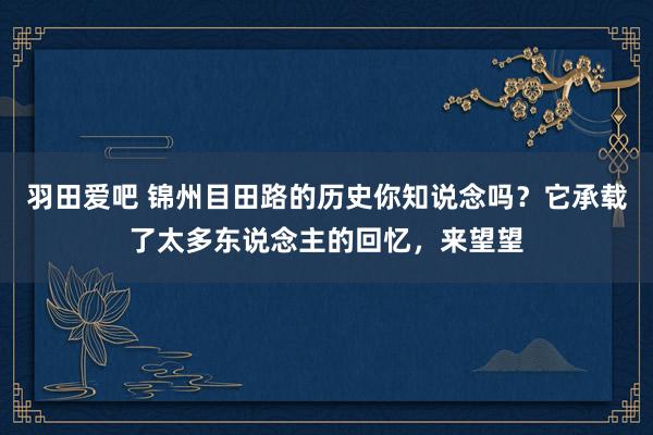 羽田爱吧 锦州目田路的历史你知说念吗？它承载了太多东说念主的回忆，来望望