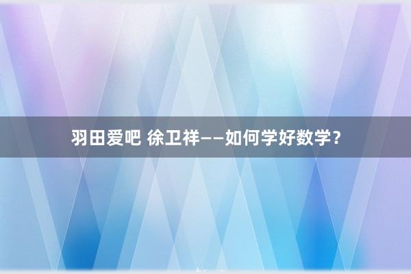 羽田爱吧 徐卫祥——如何学好数学？