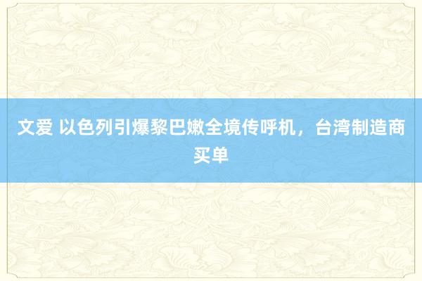 文爱 以色列引爆黎巴嫩全境传呼机，台湾制造商买单