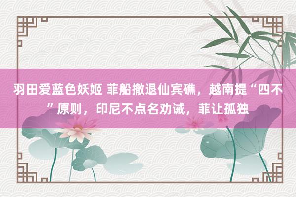 羽田爱蓝色妖姬 菲船撤退仙宾礁，越南提“四不”原则，印尼不点名劝诫，菲让孤独