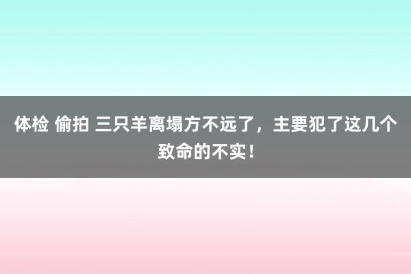 体检 偷拍 三只羊离塌方不远了，主要犯了这几个致命的不实！