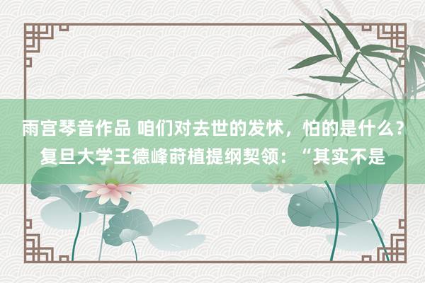 雨宫琴音作品 咱们对去世的发怵，怕的是什么？复旦大学王德峰莳植提纲契领：“其实不是