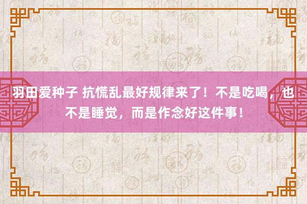 羽田爱种子 抗慌乱最好规律来了！不是吃喝，也不是睡觉，而是作念好这件事！