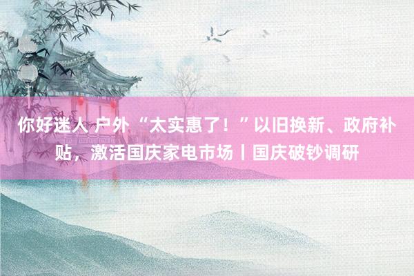 你好迷人 户外 “太实惠了！”以旧换新、政府补贴，激活国庆家电市场丨国庆破钞调研