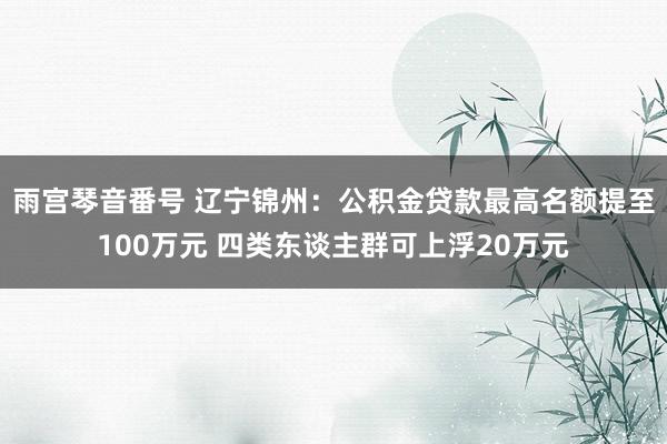 雨宫琴音番号 辽宁锦州：公积金贷款最高名额提至100万元 四类东谈主群可上浮20万元