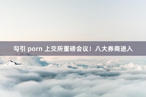 勾引 porn 上交所重磅会议！八大券商进入