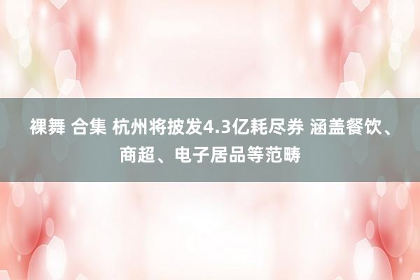 裸舞 合集 杭州将披发4.3亿耗尽券 涵盖餐饮、商超、电子居品等范畴