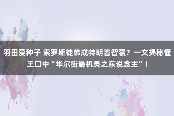 羽田爱种子 索罗斯徒弟成特朗普智囊？一文揭秘懂王口中“华尔街最机灵之东说念主”！