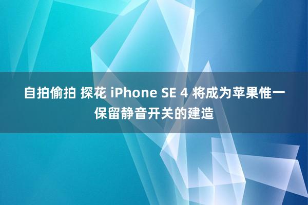 自拍偷拍 探花 iPhone SE 4 将成为苹果惟一保留静音开关的建造