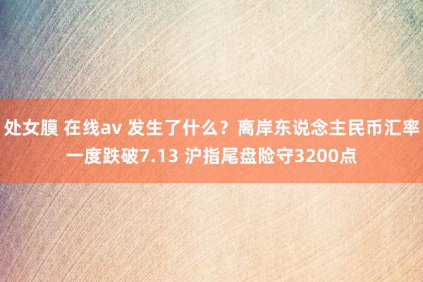 处女膜 在线av 发生了什么？离岸东说念主民币汇率一度跌破7.13 沪指尾盘险守3200点