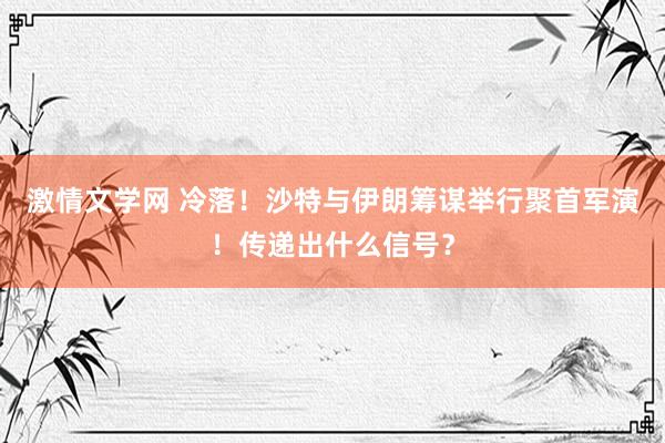 激情文学网 冷落！沙特与伊朗筹谋举行聚首军演！传递出什么信号？