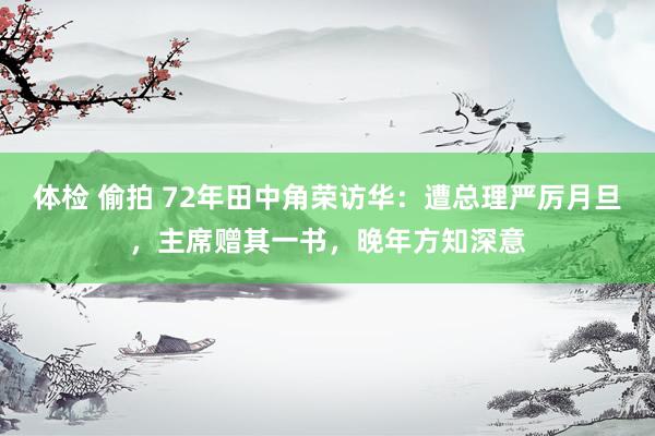 体检 偷拍 72年田中角荣访华：遭总理严厉月旦，主席赠其一书，晚年方知深意