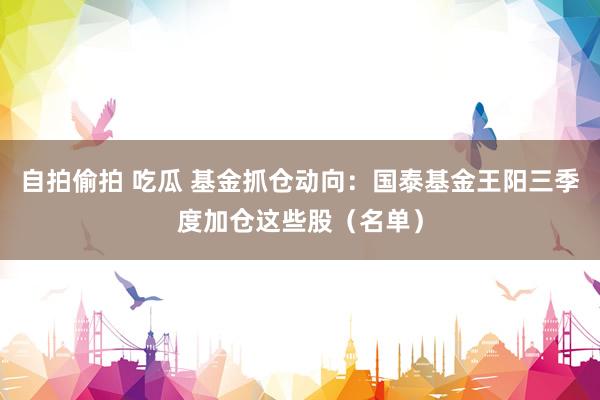 自拍偷拍 吃瓜 基金抓仓动向：国泰基金王阳三季度加仓这些股（名单）