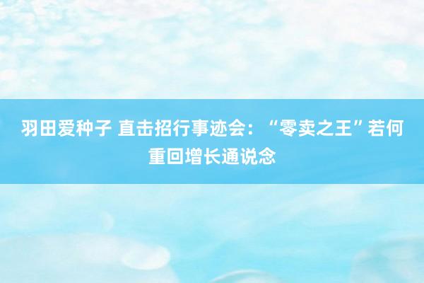 羽田爱种子 直击招行事迹会：“零卖之王”若何重回增长通说念