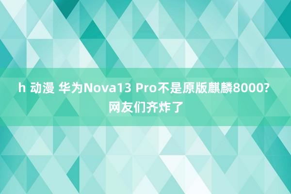 h 动漫 华为Nova13 Pro不是原版麒麟8000? 网友们齐炸了