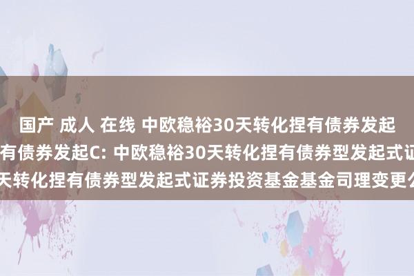 国产 成人 在线 中欧稳裕30天转化捏有债券发起A，中欧稳裕30天转化捏有债券发起C: 中欧稳裕30天转化捏有债券型发起式证券投资基金基金司理变更公告