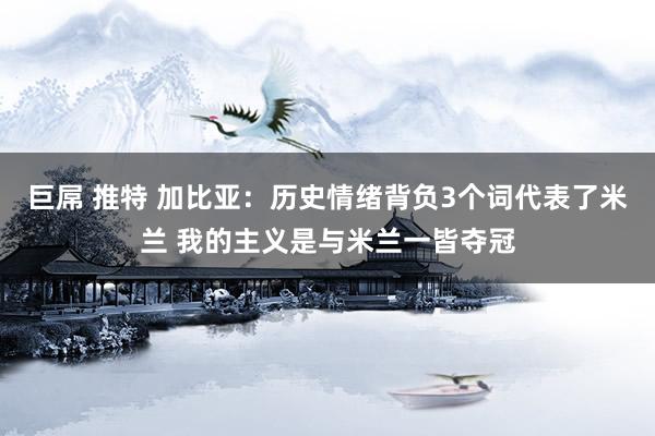 巨屌 推特 加比亚：历史情绪背负3个词代表了米兰 我的主义是与米兰一皆夺冠