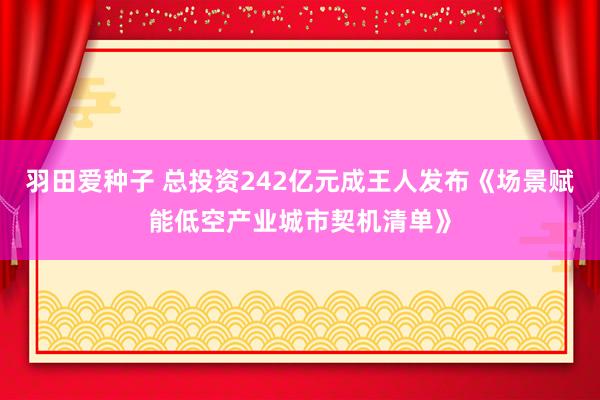 羽田爱种子 总投资242亿元成王人发布《场景赋能低空产业城市契机清单》