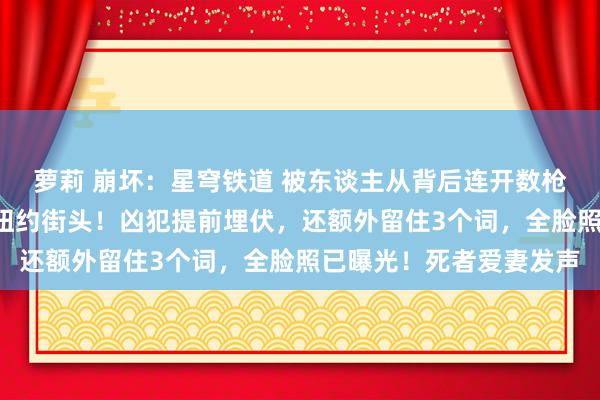 萝莉 崩坏：星穹铁道 被东谈主从背后连开数枪，4万亿巨头高管命丧纽约街头！凶犯提前埋伏，还额外留住3个词，全脸照已曝光！死者爱妻发声