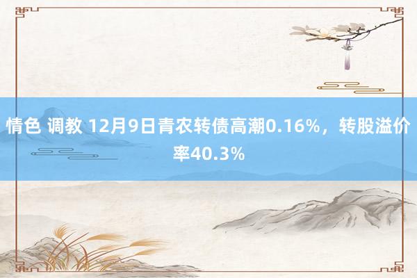 情色 调教 12月9日青农转债高潮0.16%，转股溢价率40.3%