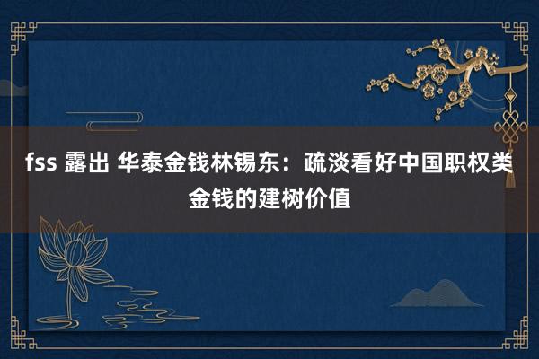 fss 露出 华泰金钱林锡东：疏淡看好中国职权类金钱的建树价值