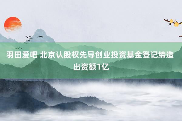 羽田爱吧 北京认股权先导创业投资基金登记缔造 出资额1亿