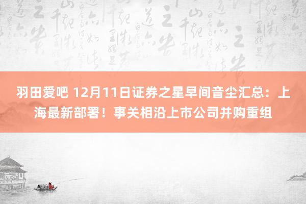 羽田爱吧 12月11日证券之星早间音尘汇总：上海最新部署！事关相沿上市公司并购重组