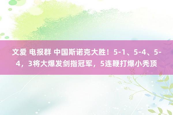 文爱 电报群 中国斯诺克大胜！5-1、5-4、5-4，3将大爆发剑指冠军，5连鞭打爆小秃顶