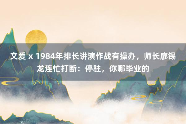 文爱 x 1984年排长讲演作战有操办，师长廖锡龙连忙打断：停驻，你哪毕业的