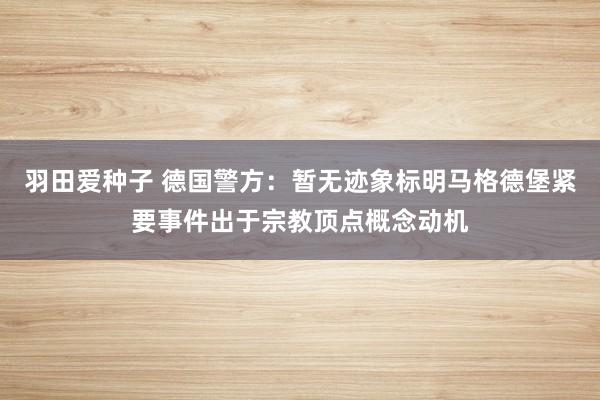 羽田爱种子 德国警方：暂无迹象标明马格德堡紧要事件出于宗教顶点概念动机