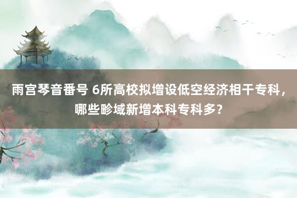 雨宫琴音番号 6所高校拟增设低空经济相干专科，哪些畛域新增本科专科多？