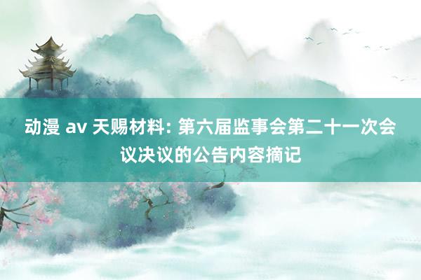 动漫 av 天赐材料: 第六届监事会第二十一次会议决议的公告内容摘记