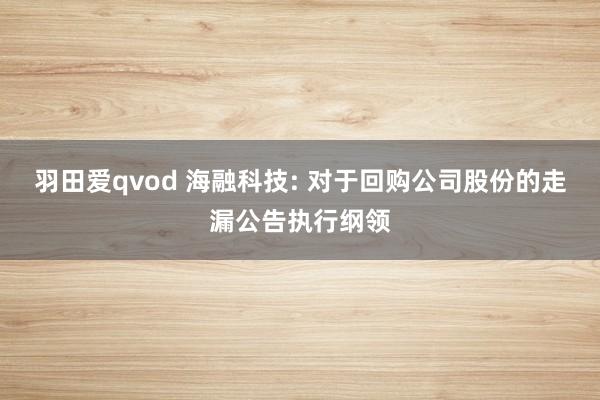 羽田爱qvod 海融科技: 对于回购公司股份的走漏公告执行纲领