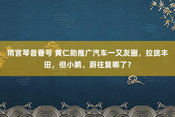 雨宫琴音番号 黄仁勋推广汽车一又友圈，拉拢丰田，但小鹏、蔚往复哪了？