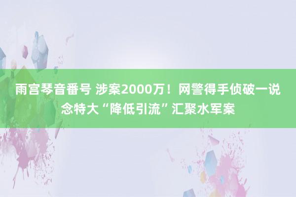 雨宫琴音番号 涉案2000万！网警得手侦破一说念特大“降低引流”汇聚水军案